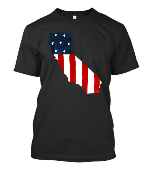 California State Shape USA Flag Stars Stripes Red White Blue T-Shirt