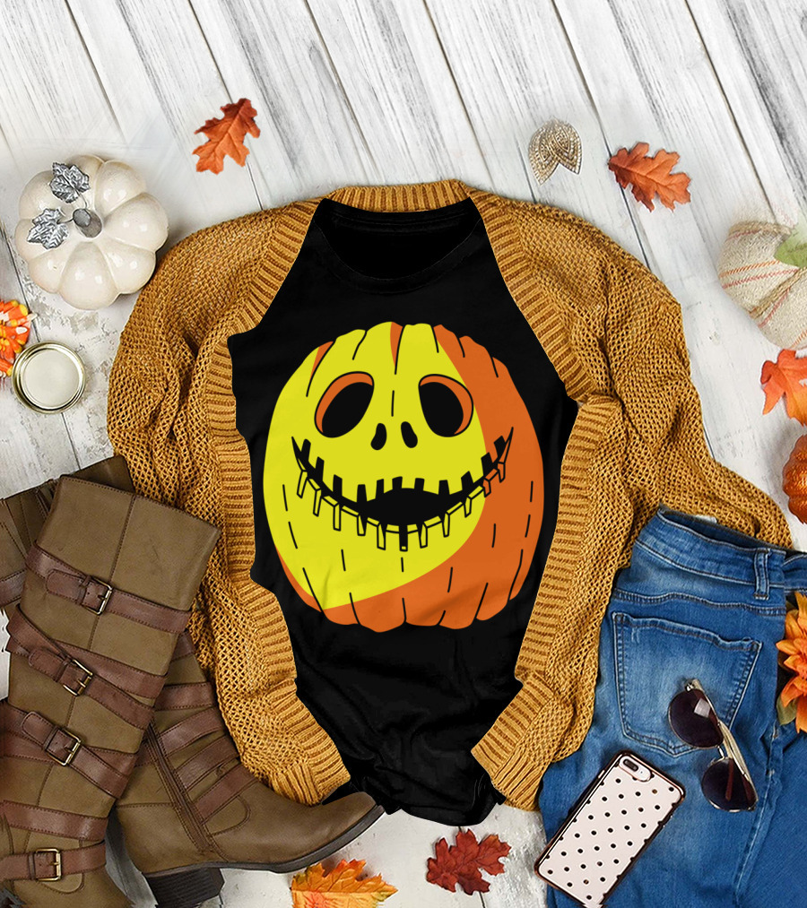 Jack-O-Lantern with Unique Grinning Face T-Shirt
