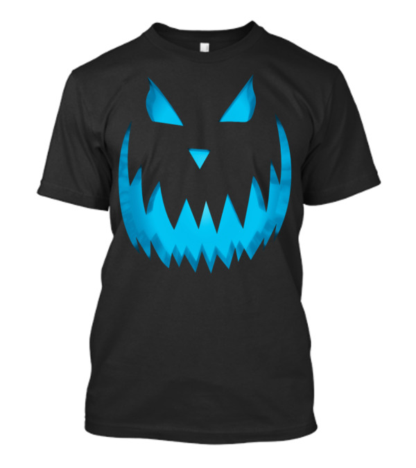 Halloween Scary Evil Blue Glow Pumpkin Face Jack O Lantern T-Shirt