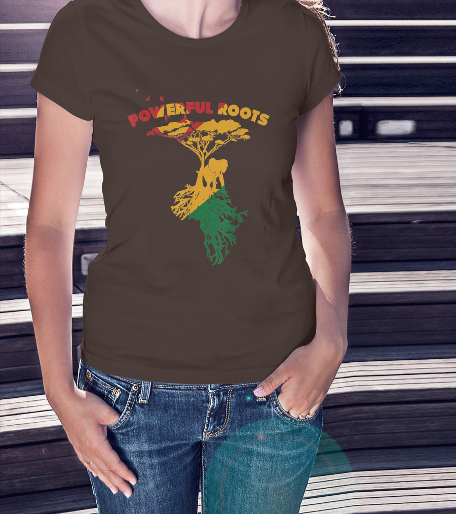 Powerful Roots Black History Month African American Elephant Tree Africa Vibes T-Shirt