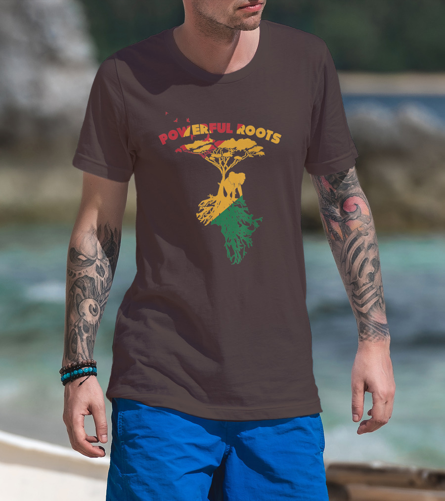 Powerful Roots Black History Month African American Elephant Tree Africa Vibes T-Shirt