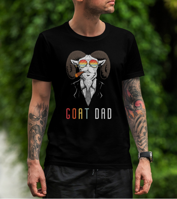 GOAT DAD Cool Sunglasses And Pipe Smoking Ram T-Shirt