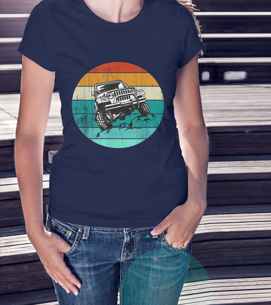 Off Road 4x4 Vehicle Retro Sunset Adventure Jeep Wrangler T-Shirt
