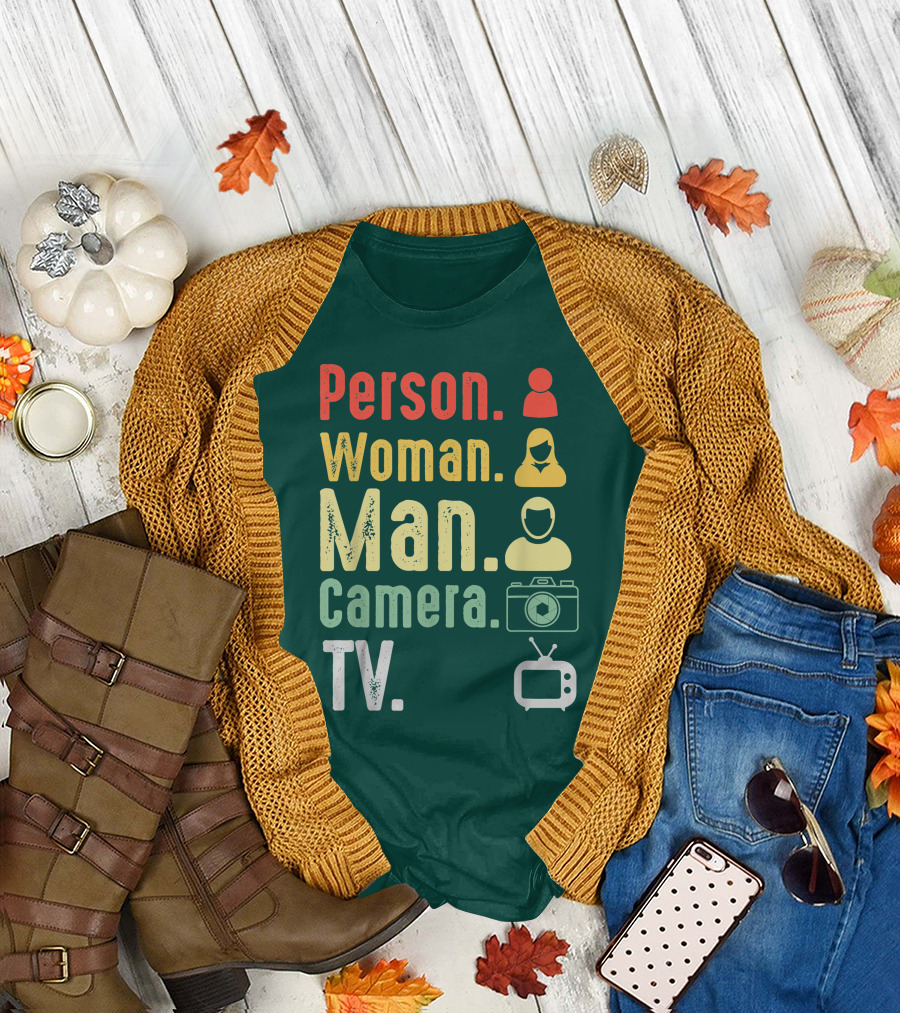 Cognitive Test Person Woman Man Camera TV Funny Trump Icons T-Shirt