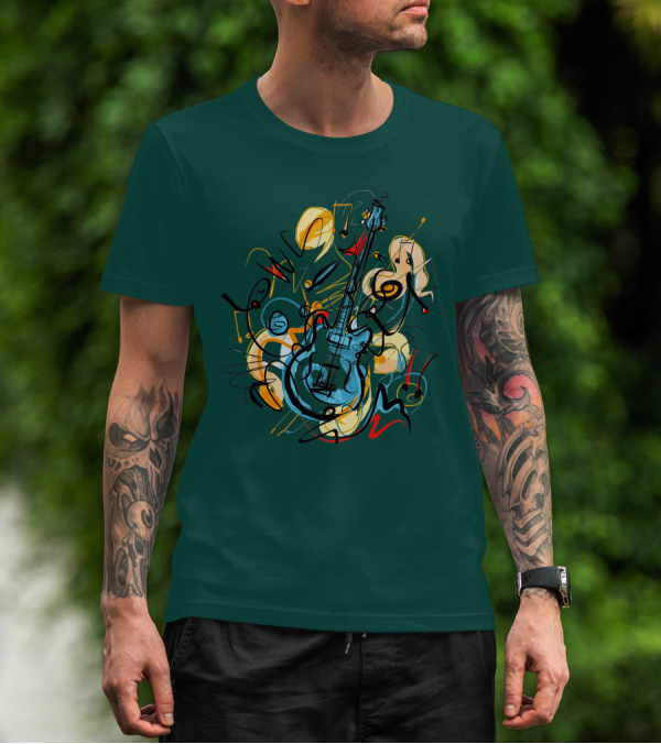 Guitar Music Love Vibrant Abstract Composition T-Shirt
