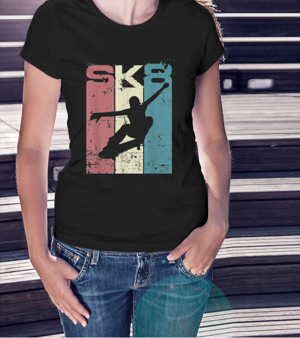 Vintage SK8 Skateboard Lifestyle Retro T-Shirt