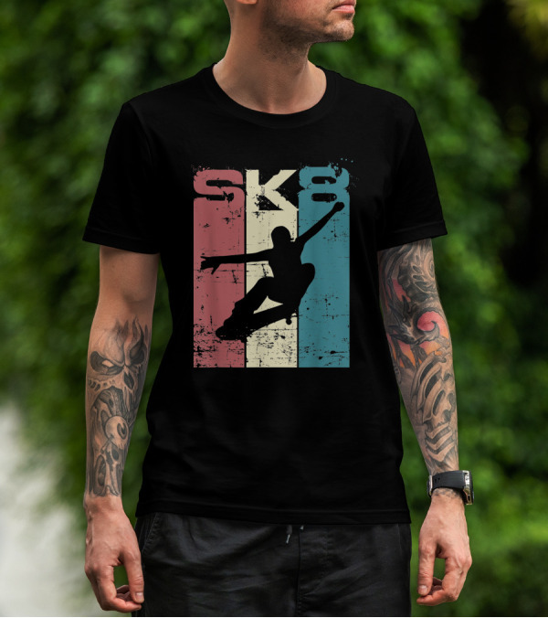 Vintage SK8 Skateboard Lifestyle Retro T-Shirt