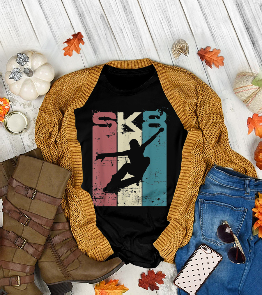Vintage SK8 Skateboard Lifestyle Retro T-Shirt