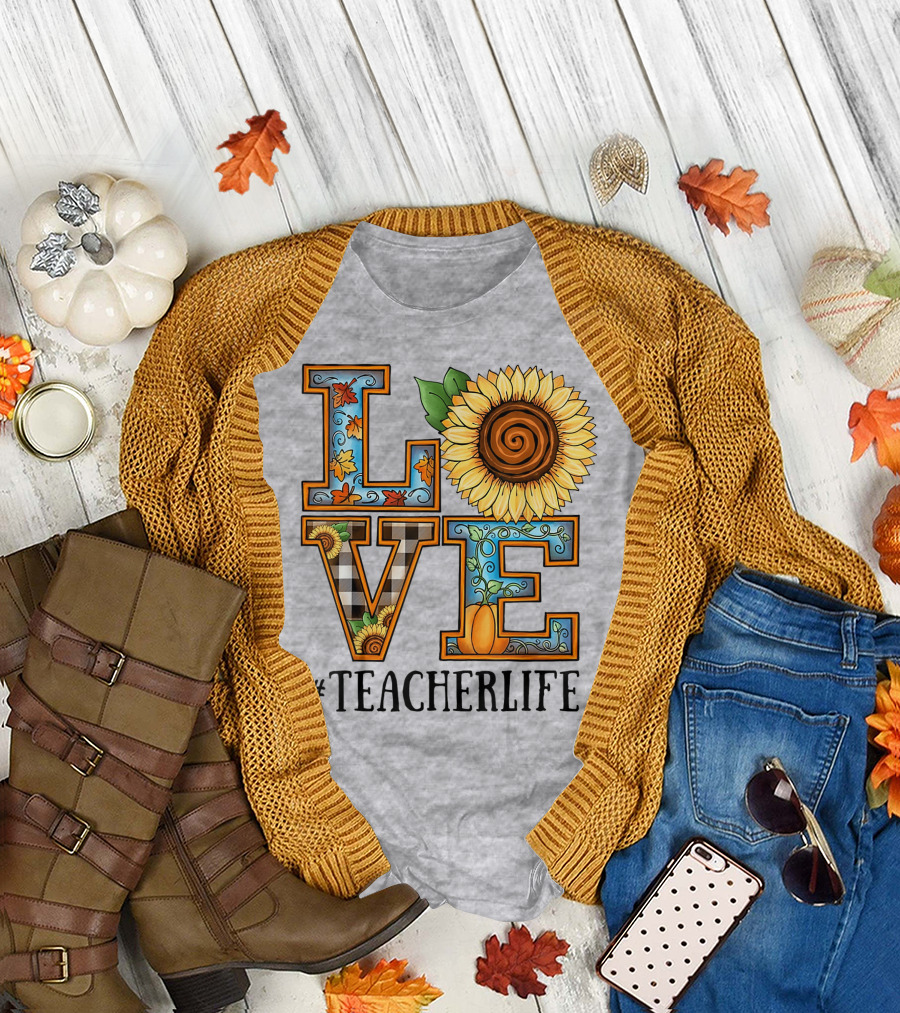 Love Sunflower Autumn #TeacherLife T-Shirt