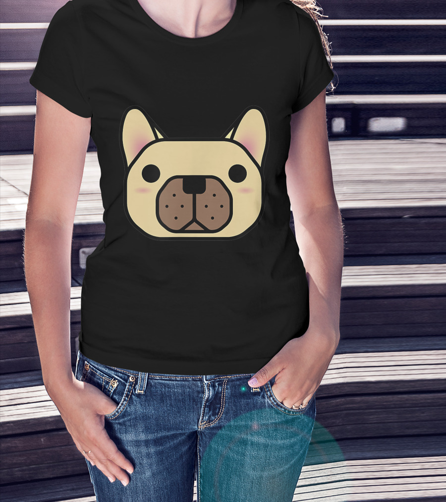 French Bulldog And Friends Cute Cartoon Face T-Shirt