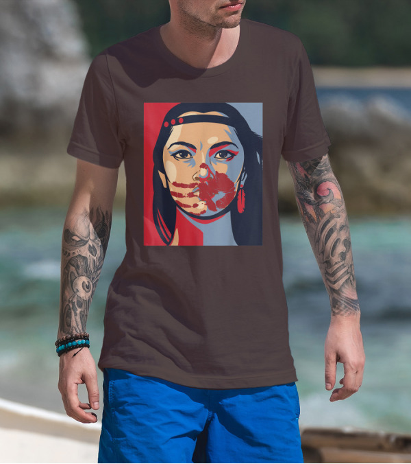 MMIW Awareness Stolen Sisters Indigenous Woman Red Handprint T-Shirt