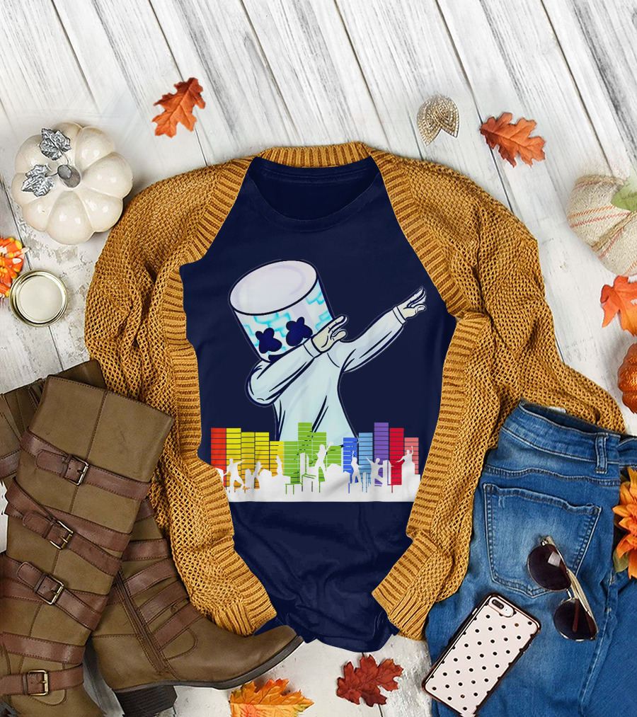 All I Want For Christmas Is Marshmallow DJ Dance Love Mello Dabbing Music Equalizer T-Shirt