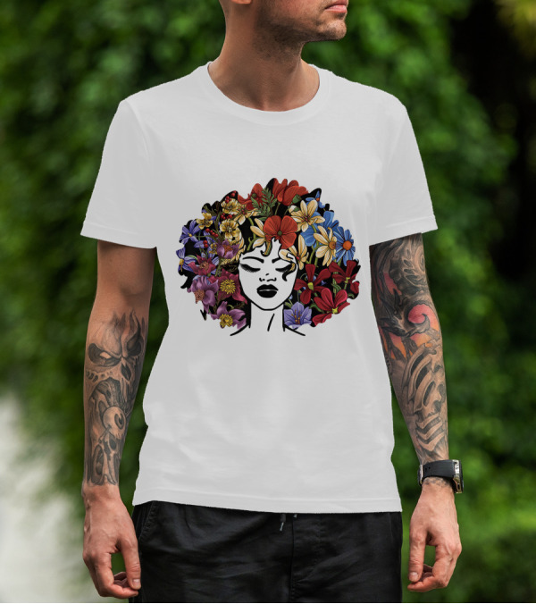 Educated Motivated Black Queen Melanin African American Floral Hair T-Shirt