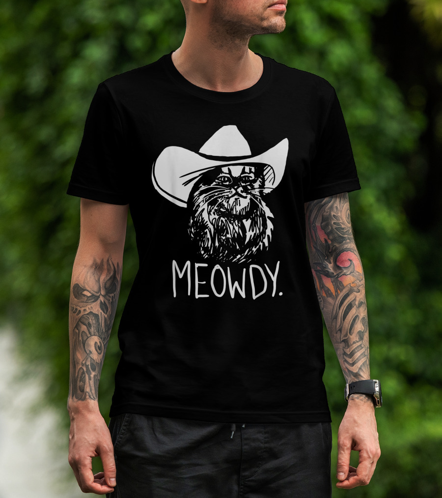 Meowdy Cat In Cowboy Hat Texas Meme T-Shirt