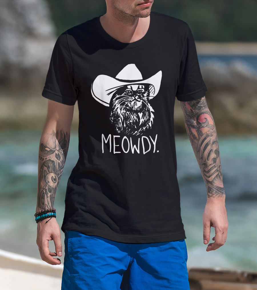 Meowdy Cat In Cowboy Hat Texas Meme T-Shirt