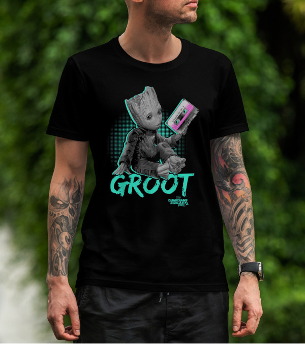 Groot Guardians Of The Galaxy Vol. 2 Baby Neon Tape T-Shirt