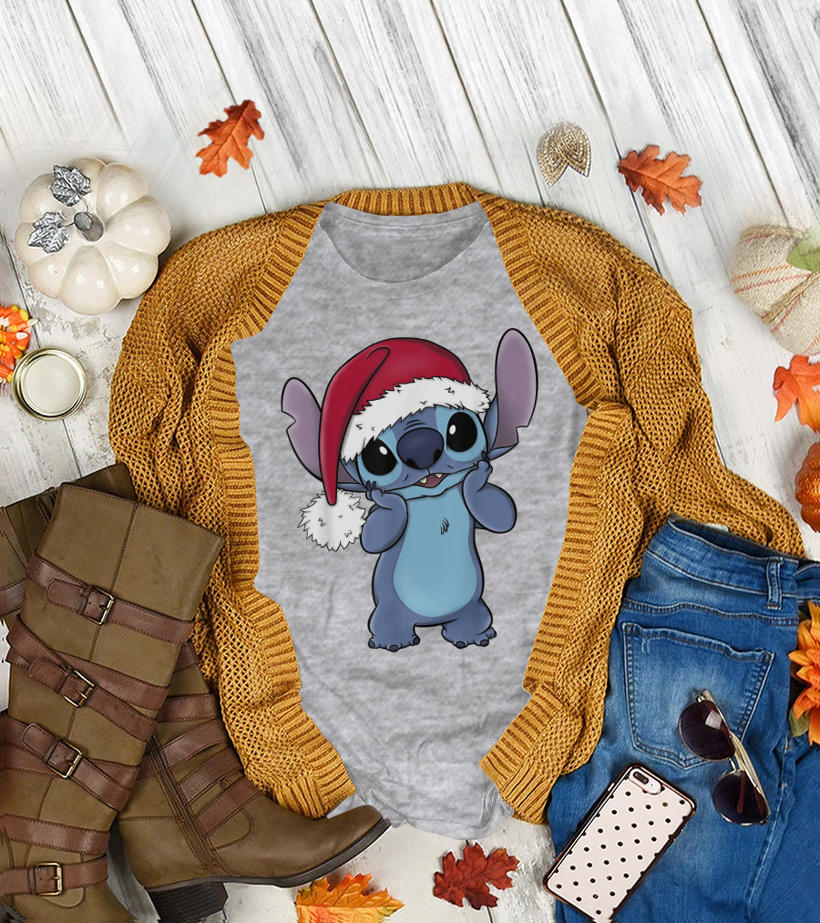 Lilo And Stitch Disney Christmas Santa Hat Stitch T-Shirt