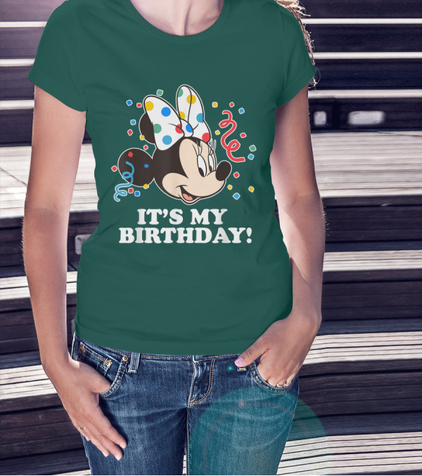 Disney Minnie Mouse It's My Birthday Celebration Confetti Bow Fun T-Shirt