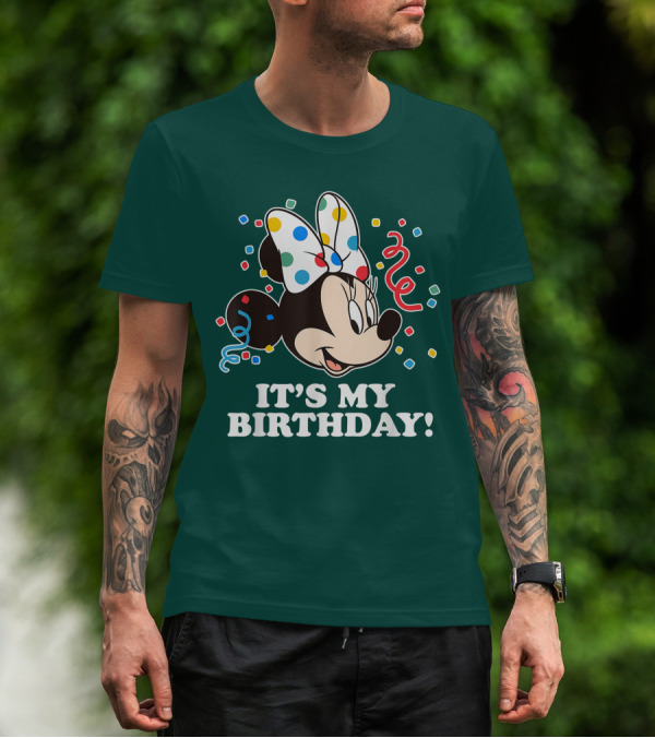Disney Minnie Mouse It's My Birthday Celebration Confetti Bow Fun T-Shirt