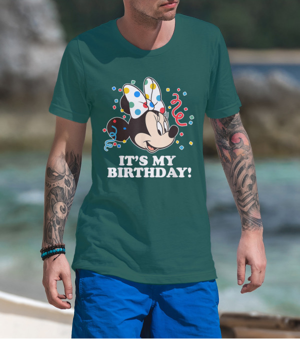 Disney Minnie Mouse It's My Birthday Celebration Confetti Bow Fun T-Shirt