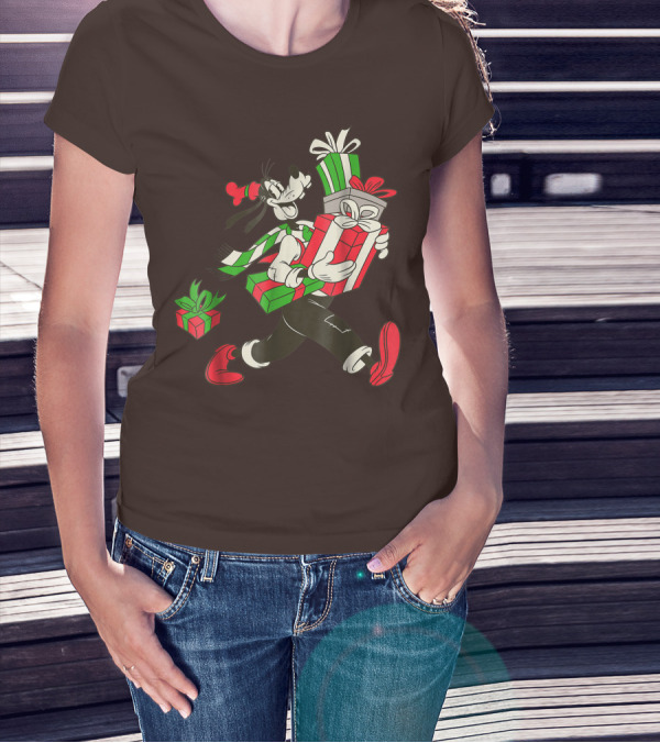 Disney Vintage Goofy Holiday Presents Carrying Christmas Gifts T-Shirt
