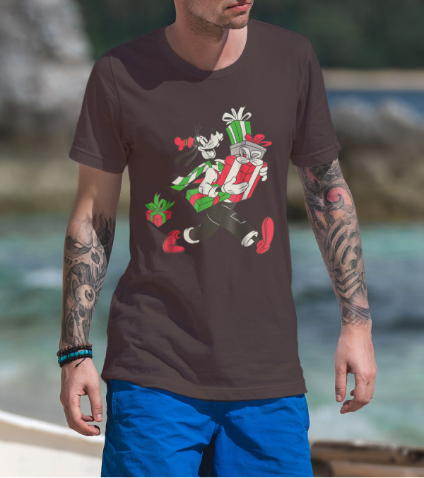 Disney Vintage Goofy Holiday Presents Carrying Christmas Gifts T-Shirt