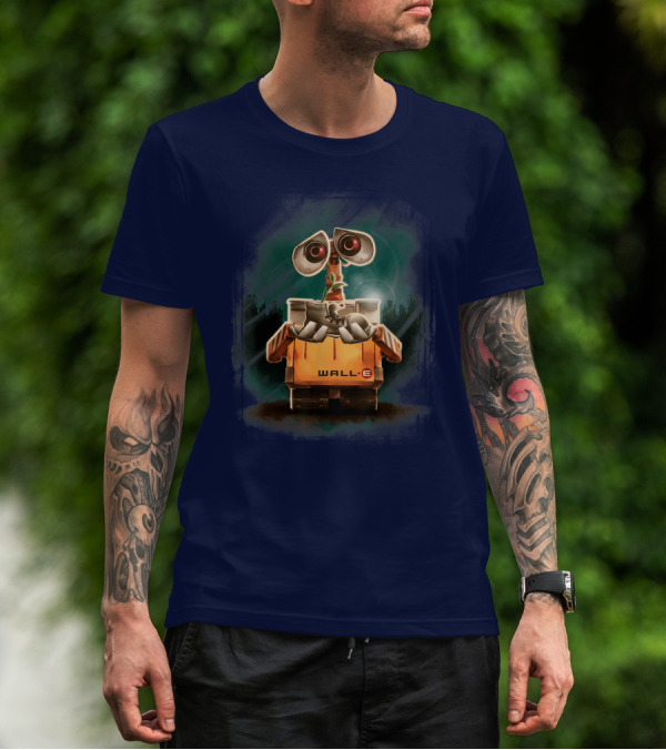 Wall E Holding Plant In Shoe On Starry Night Background Disney Pixar T-Shirt