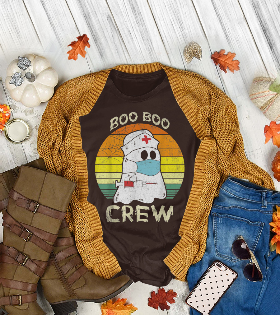 Boo Boo Crew Ghost Nurse with Mask and Syringe T-Shirt