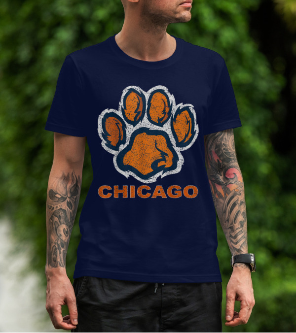 Chicago Bear Paw Orange Vintage Football T-Shirt