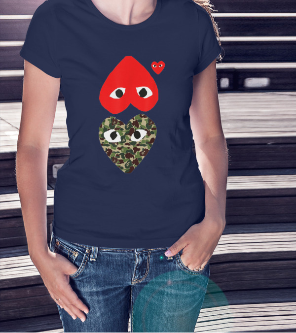 Comme Des Garçons Play Heart Camouflage Eyes T-Shirt