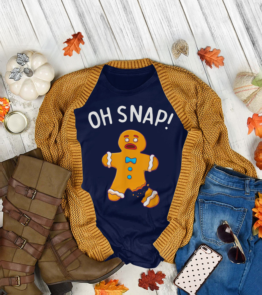 Gingerbread Man Oh Snap Funny Christmas Cookie Baking T-Shirt