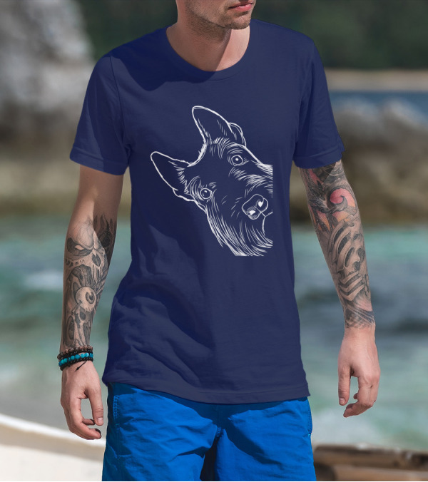 Funny Scottish Terrier Scottie Dog Peeking T-Shirt