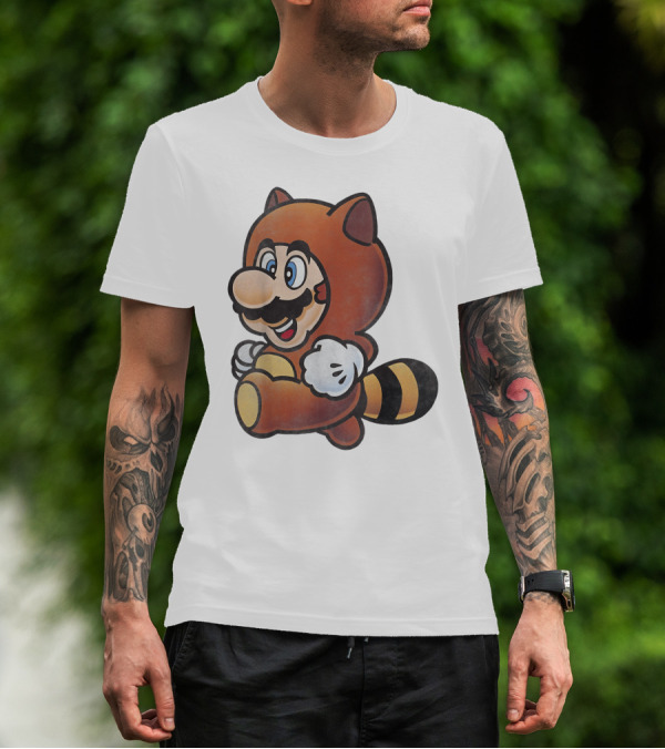 Super Mario Bros Tanooki Mario Power-Up Suit Character T-Shirt