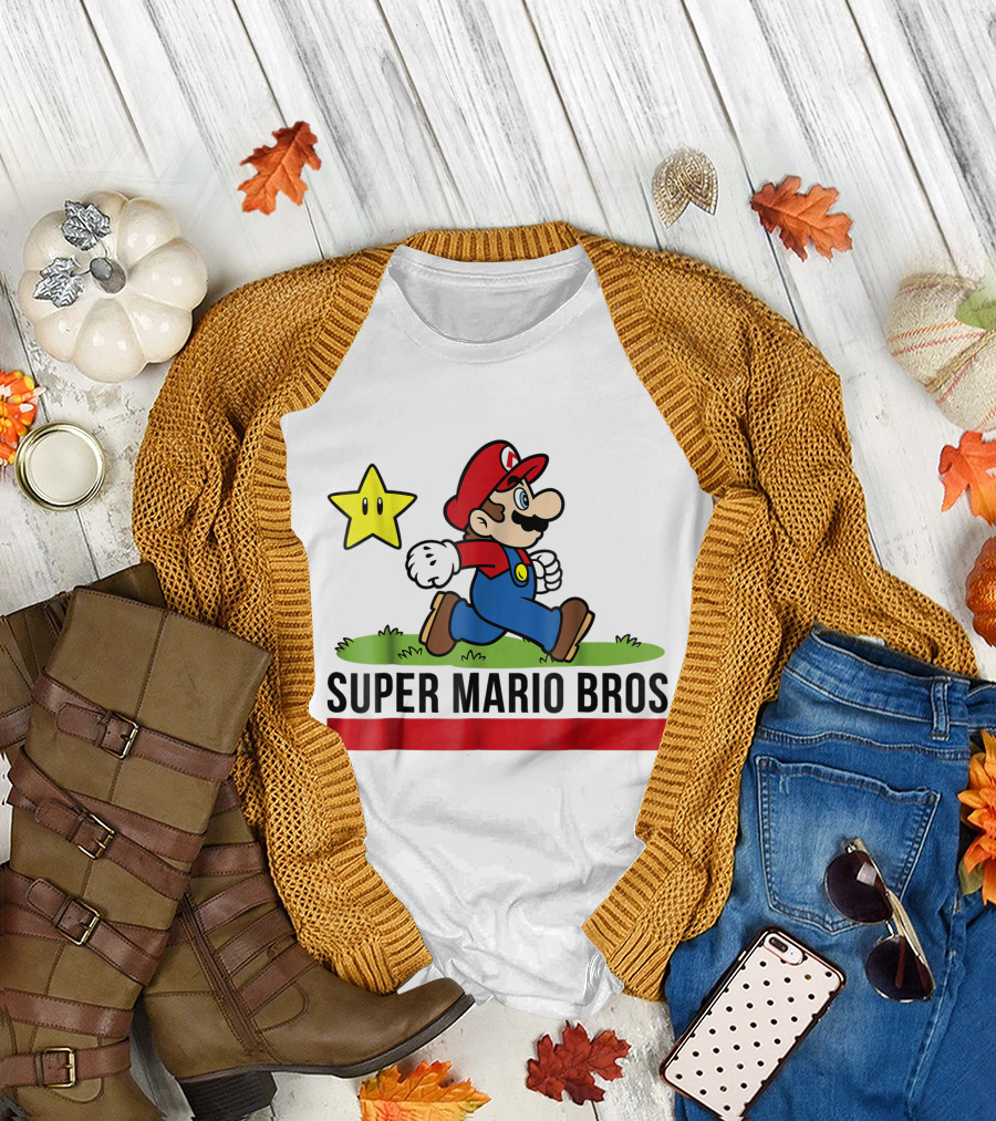 Super Mario Bros Star Walking Fun Iconic T-Shirt