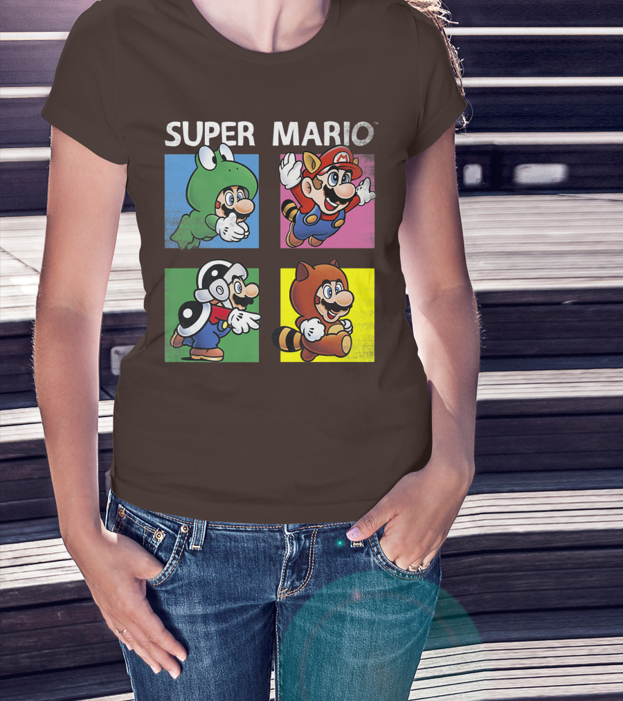 Super Mario Frog Tanooki Hammer Raccoon Costumes T-Shirt