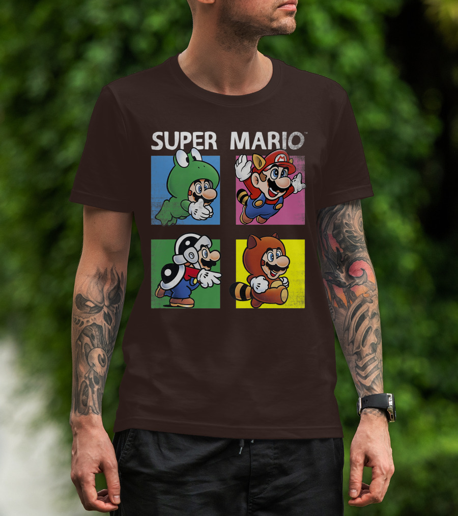 Super Mario Frog Tanooki Hammer Raccoon Costumes T-Shirt