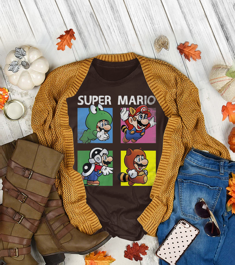 Super Mario Frog Tanooki Hammer Raccoon Costumes T-Shirt
