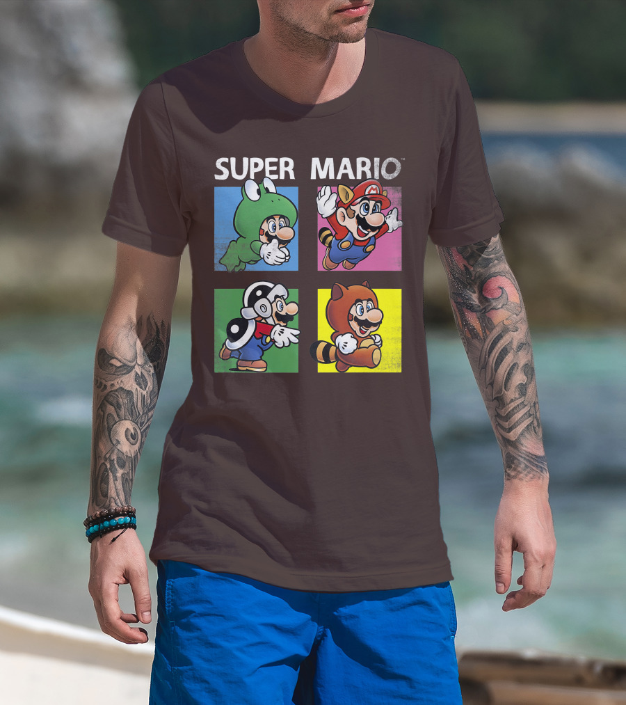 Super Mario Frog Tanooki Hammer Raccoon Costumes T-Shirt