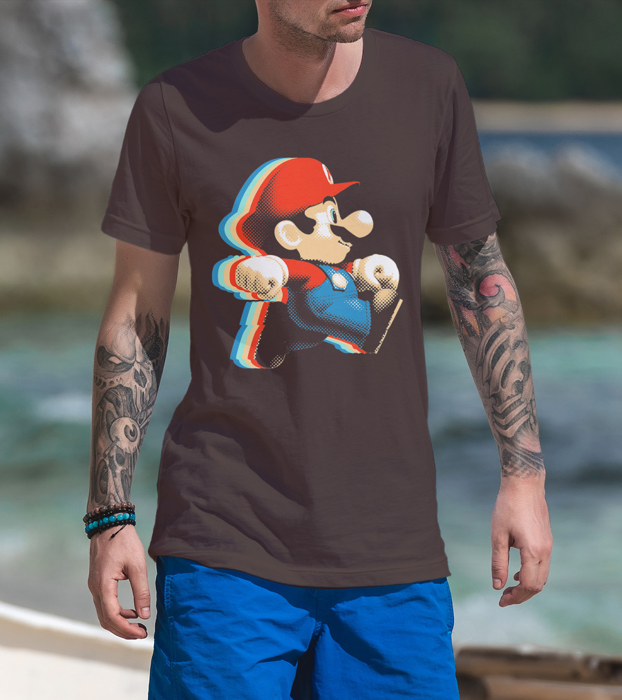 Funny Super Mario Comic Style Mario Run Premium Holidays Retro Gaming T-Shirt