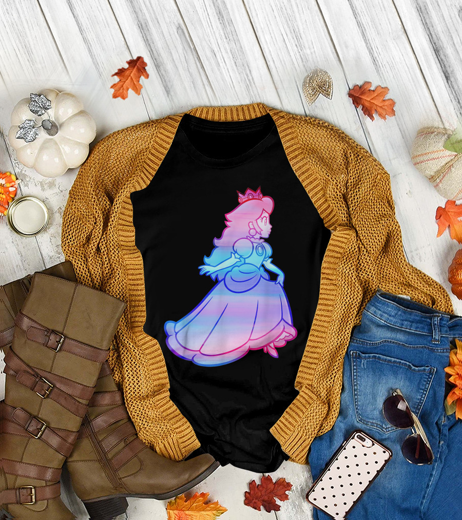 Super Mario Princess Peach Neon Gradient T-Shirt