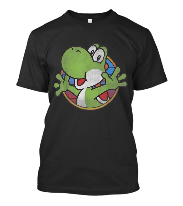 Yoshi Funny Super Mario Color Fade Circle T-Shirt