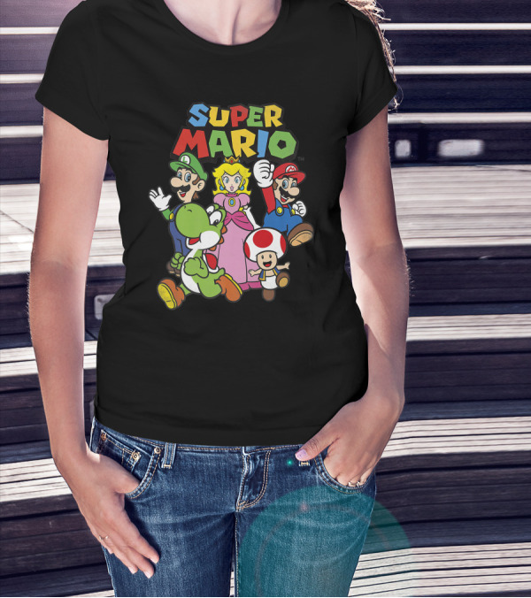 Super Mario Luigi Peach Yoshi Toad Heroes Group T-Shirt