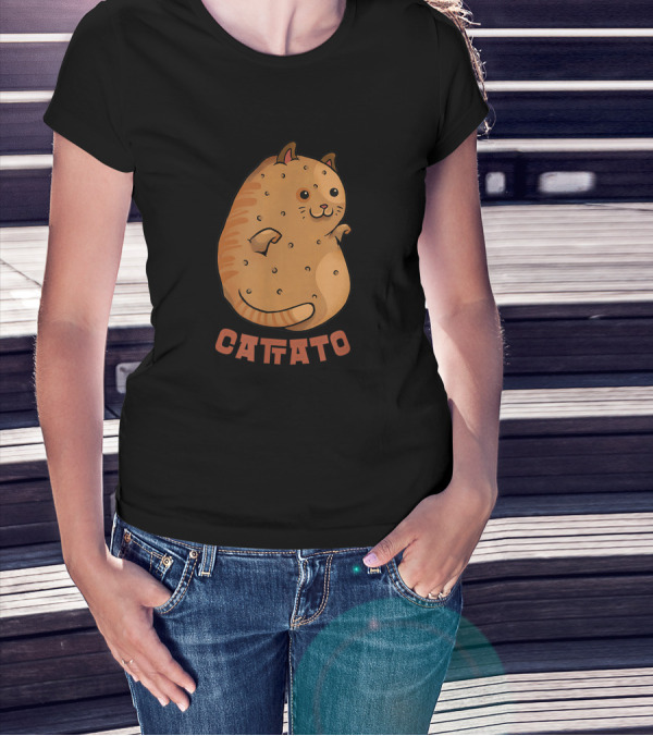 Funny Vegan Cat Potato Catato For Animal Owners T-Shirt