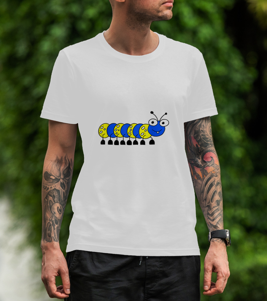 Studio Lotte Cute Blue And Yellow Funny Caterpillar Drawing T-Shirt