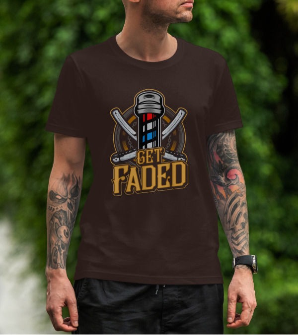 Get Faded Barber Pole Straight Razor T-Shirt