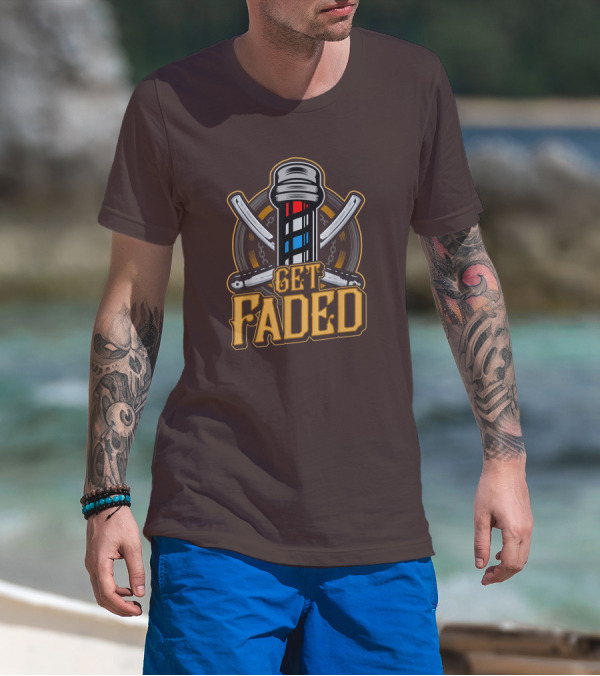 Get Faded Barber Pole Straight Razor T-Shirt