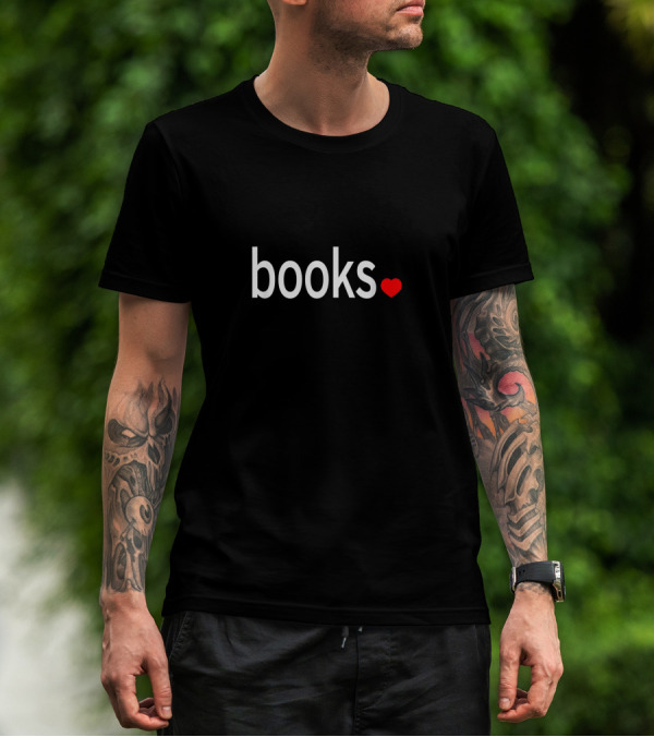 Books Love Minimalist Simple Heart T-Shirt