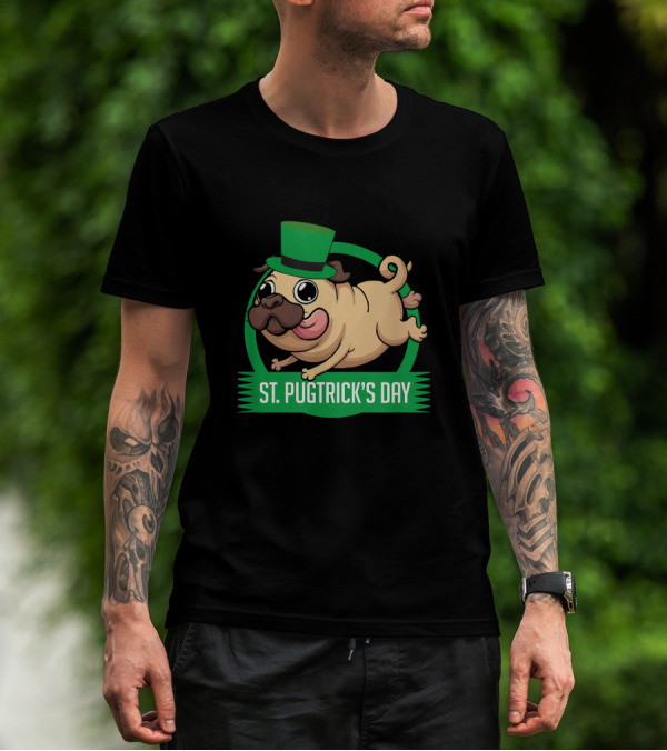 St. Pugtrick's Day Funny Dog With Green Hat T-Shirt