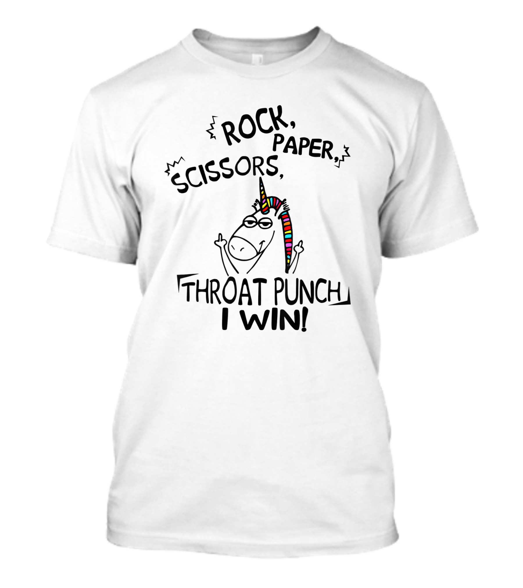 Rock Paper Scissors Throat Punch I Win Unicorn T-Shirt