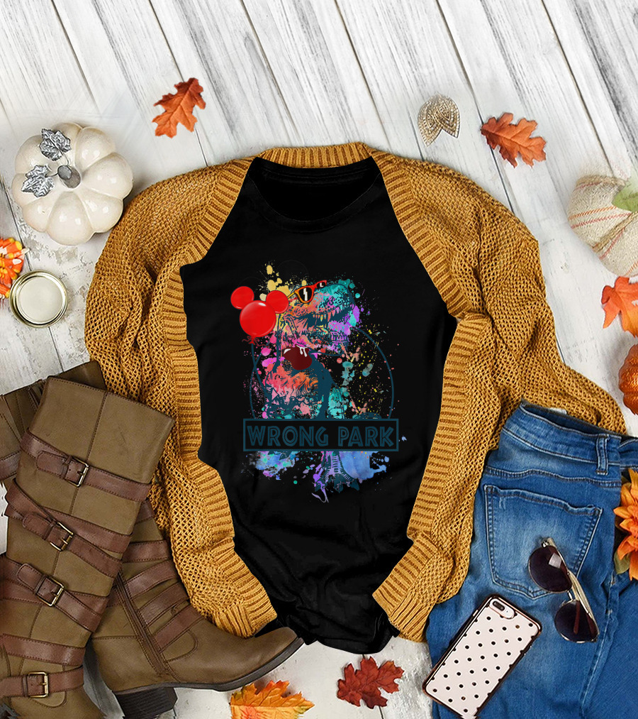 Wrong Park Dinosaur Rex with Balloon and Mouse Ears T-Shirt